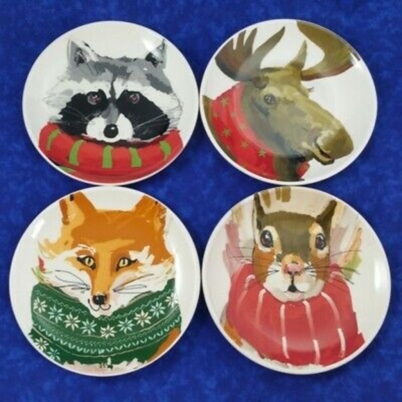 Vintage Rae Dunn Woodland Critter Christmas Dessert  Plates - Picture 5 of 7
